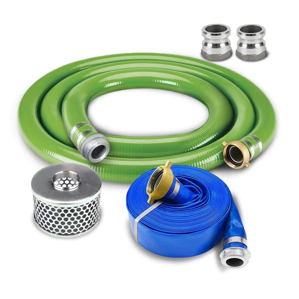 Taixu PVC 20 FT Suction Hose, 50 FT Discharge Hose, and Strainer Kit with Pin Lug Couplings
