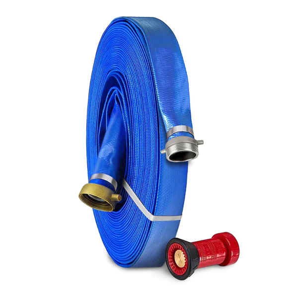 Taixu 1-12 IN x 100 FT PVC Watering Hose Kit with Pin Lug Couplings includes Spray Pattern Nozzle